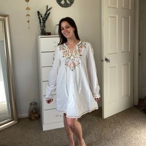 Bellflower Cotton Embroidered Shift Dress by Vici Collection